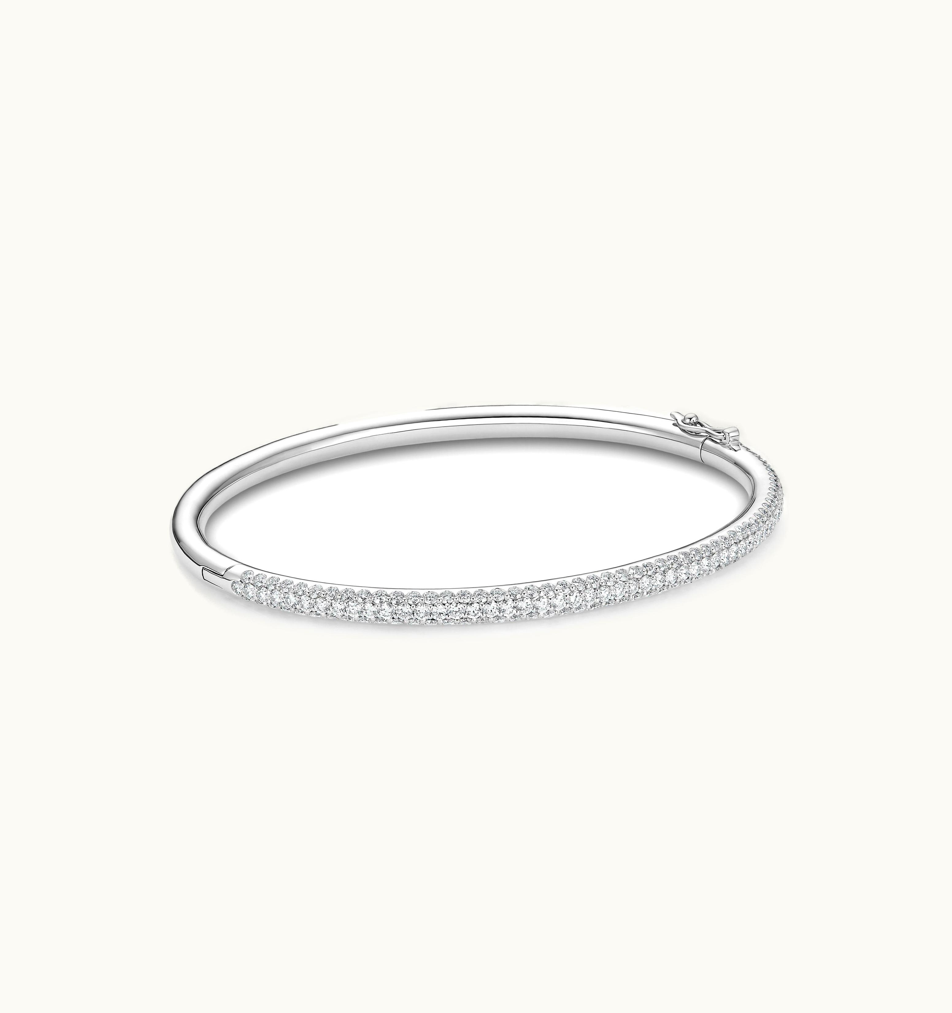 De Beers De Beers DB Classic Three Row Bangle In White Gold
