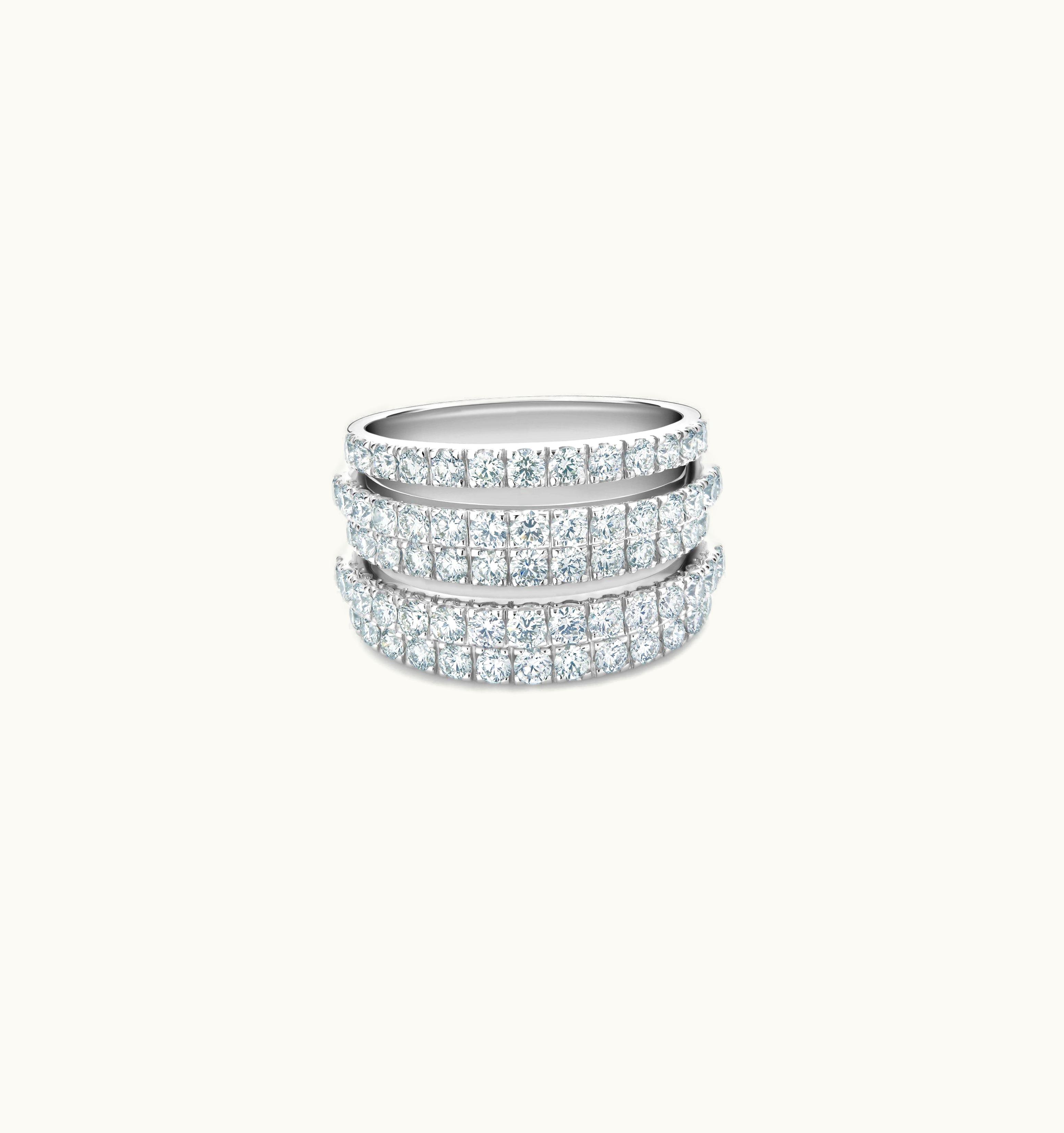 De Beers De Beers DB Classic Five Line Band In White Gold