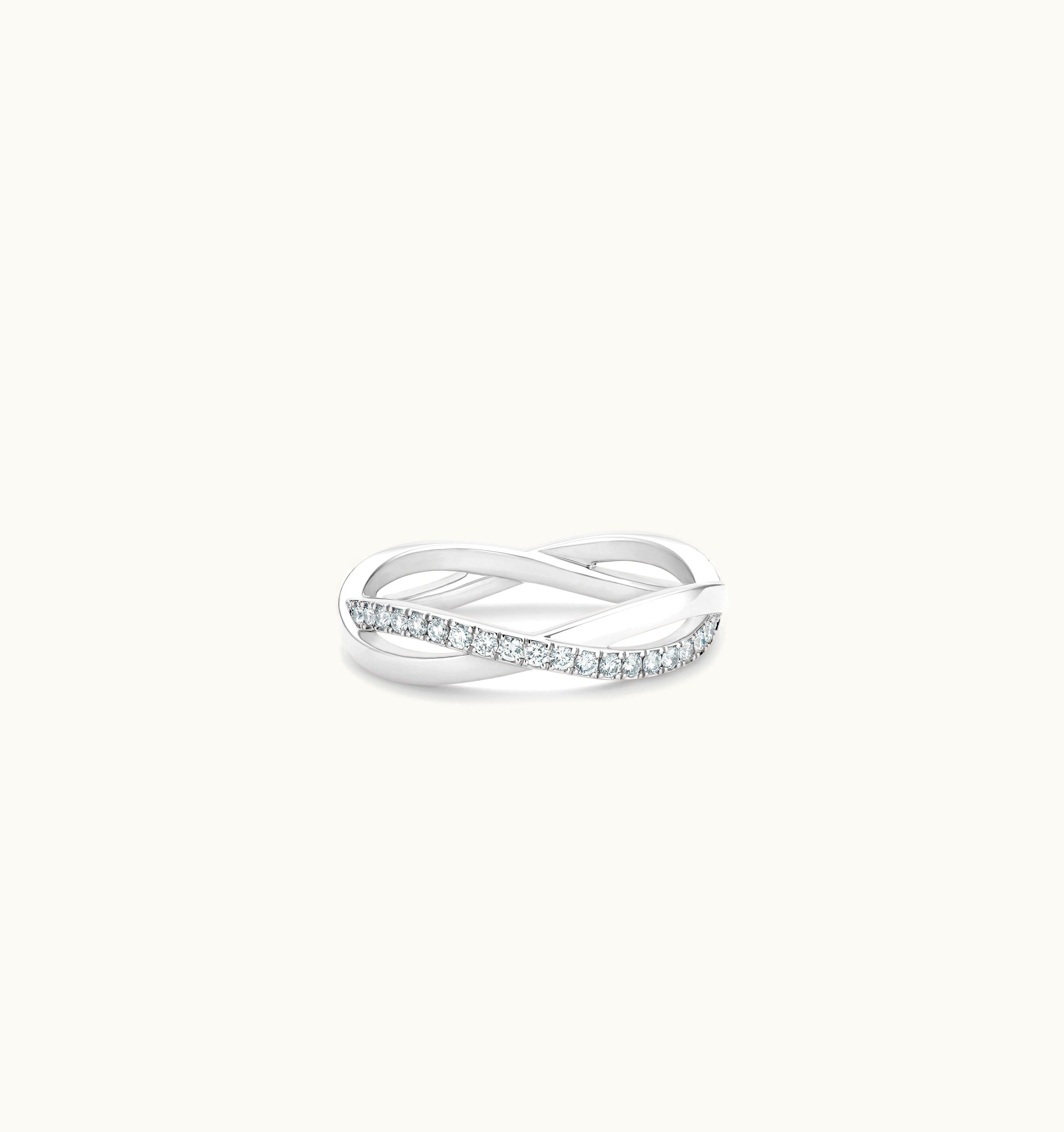 De Beers De Beers Infinity Half Pavé Band In White Gold