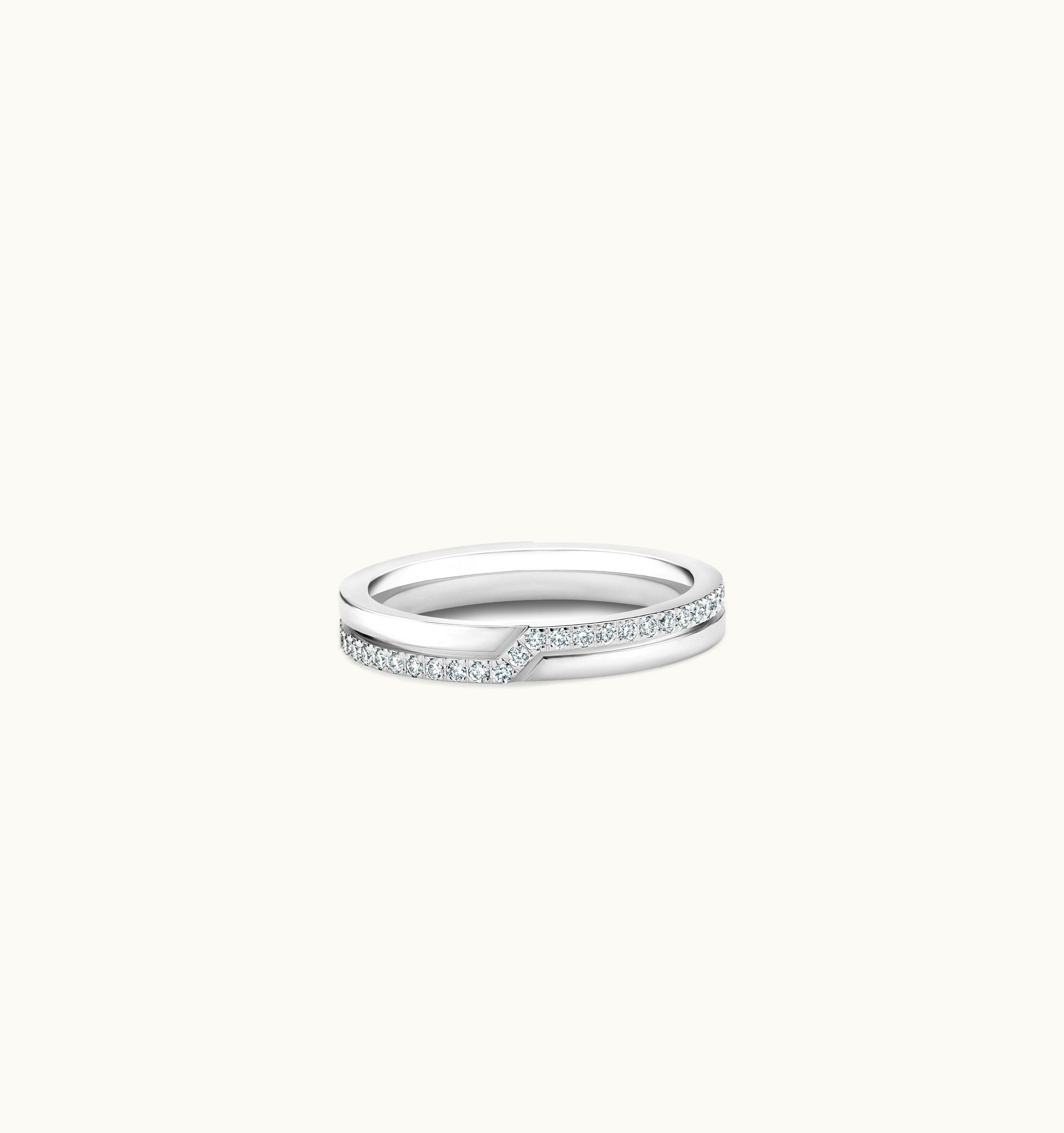 De Beers De Beers The Promise Half Pavé Band In White Gold