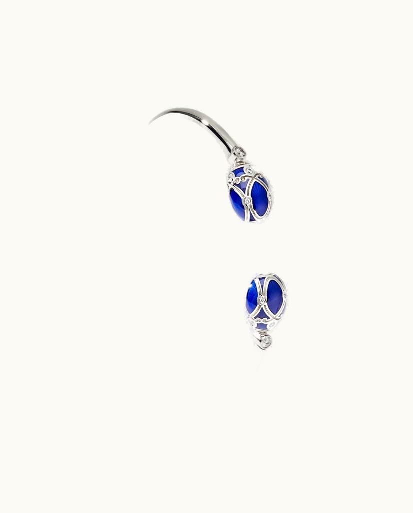 Faberge Faberge Heritage Palais White Gold Diamond & Royal Blue Guilloché Enamel Open Bracelet