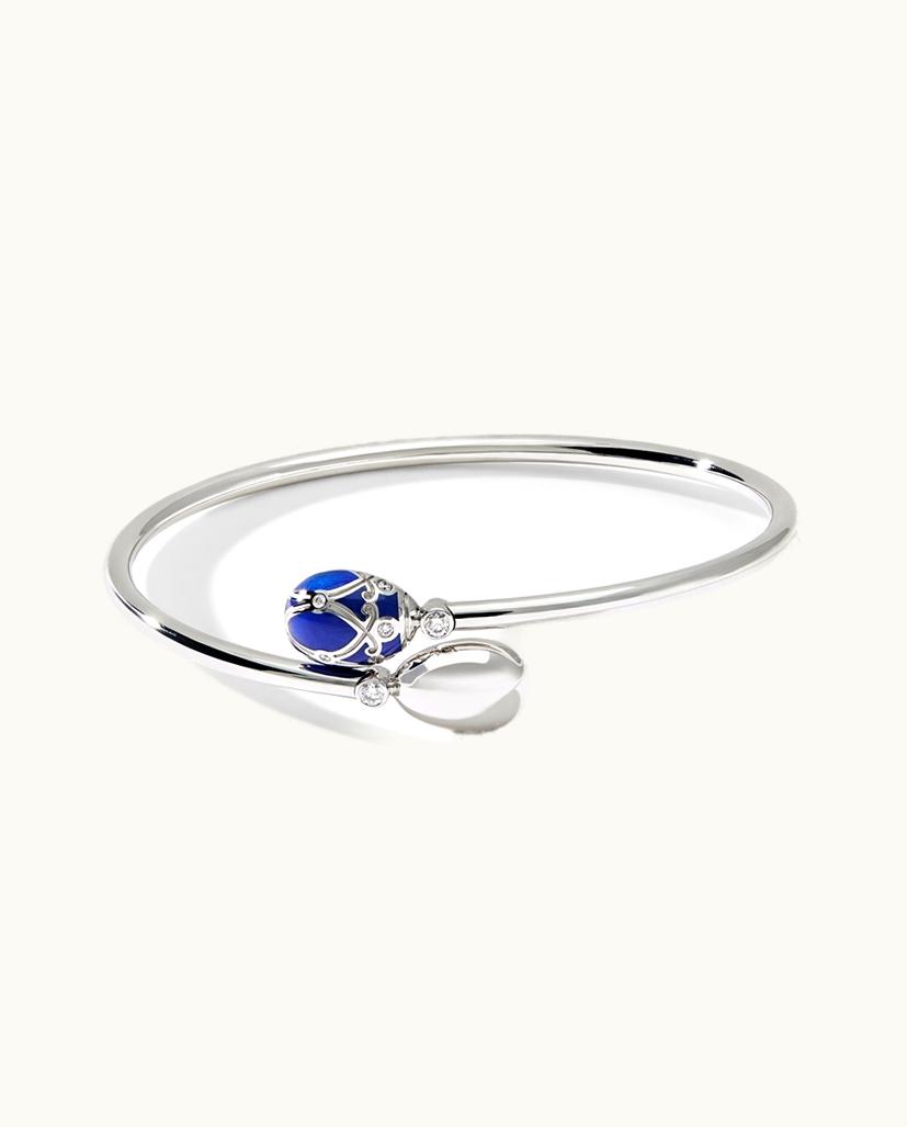 Faberge Faberge Heritage Palais White Gold Diamond & Royal Blue Guilloché Enamel Crossover Bracelet