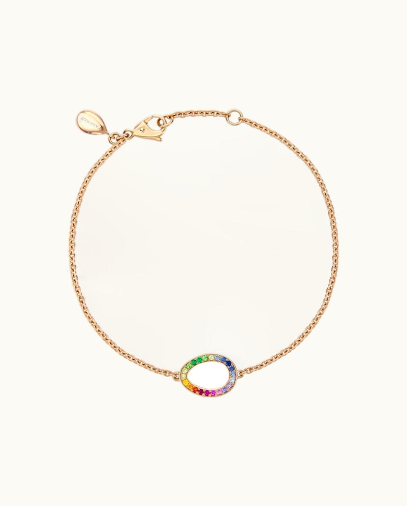 Faberge Faberge Colours Of Love Sasha Rose Gold Rainbow Multicoloured Gemstone Egg Chain Bracelet