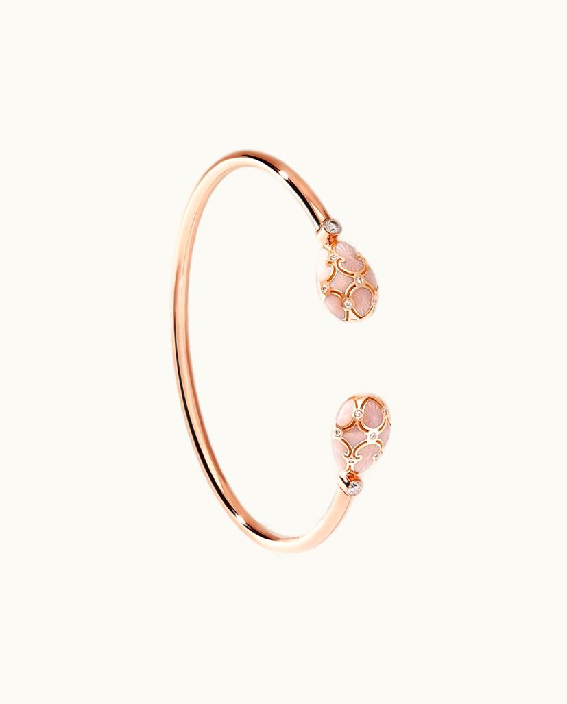 Faberge Faberge Heritage Rose Gold Diamond & Pink Guilloché Enamel Open Bracelet