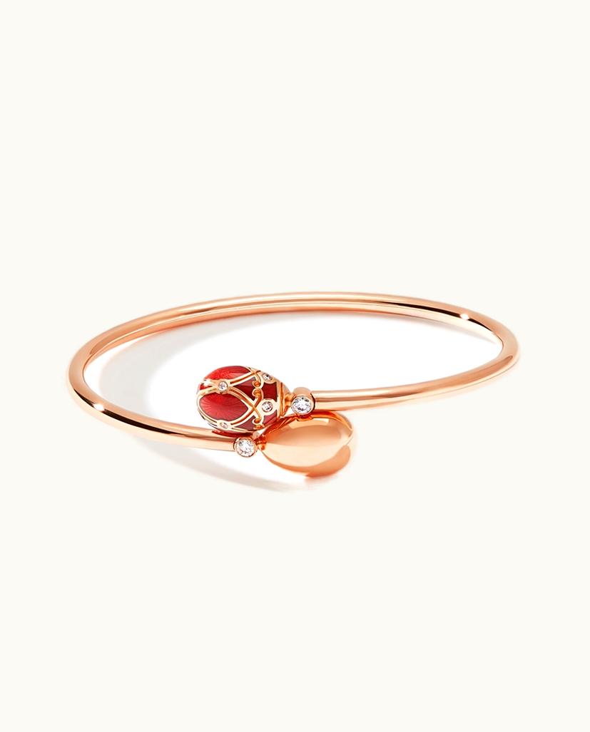 Faberge Faberge Heritage Palais Rose Gold Diamond & Red Guilloché Enamel Crossover Bracelet