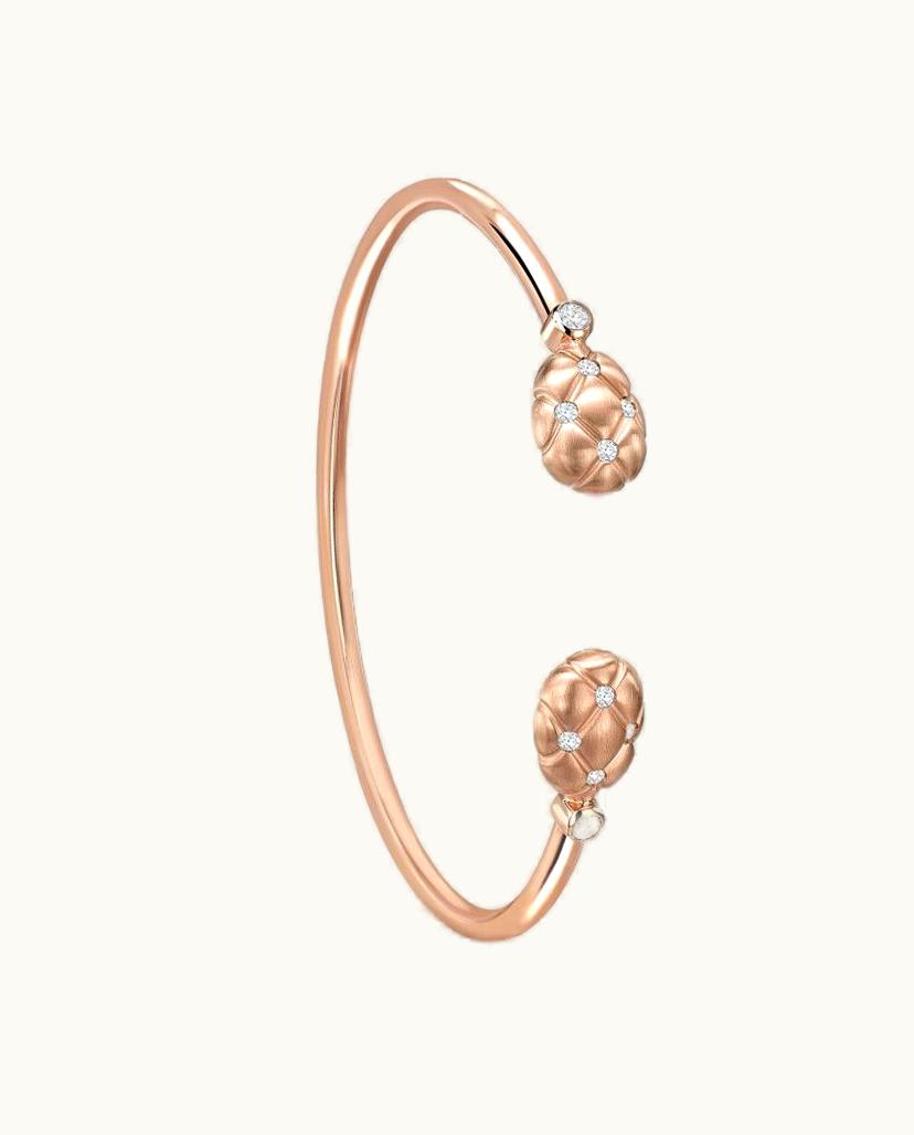 Faberge Faberge Treillage Brushed Rose Gold & Diamond Open Set Bracelet