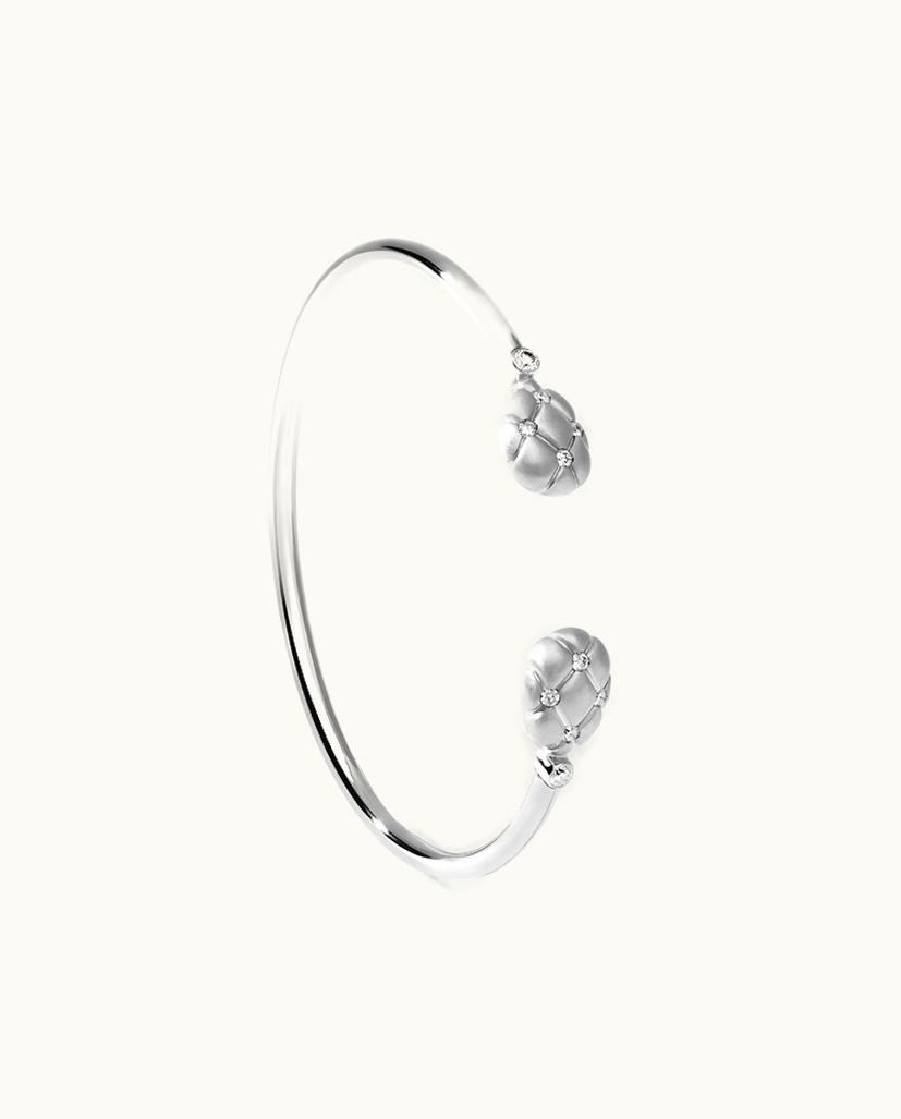 Faberge Faberge Treillage Brushed White Gold & Diamond Open Set Bracelet