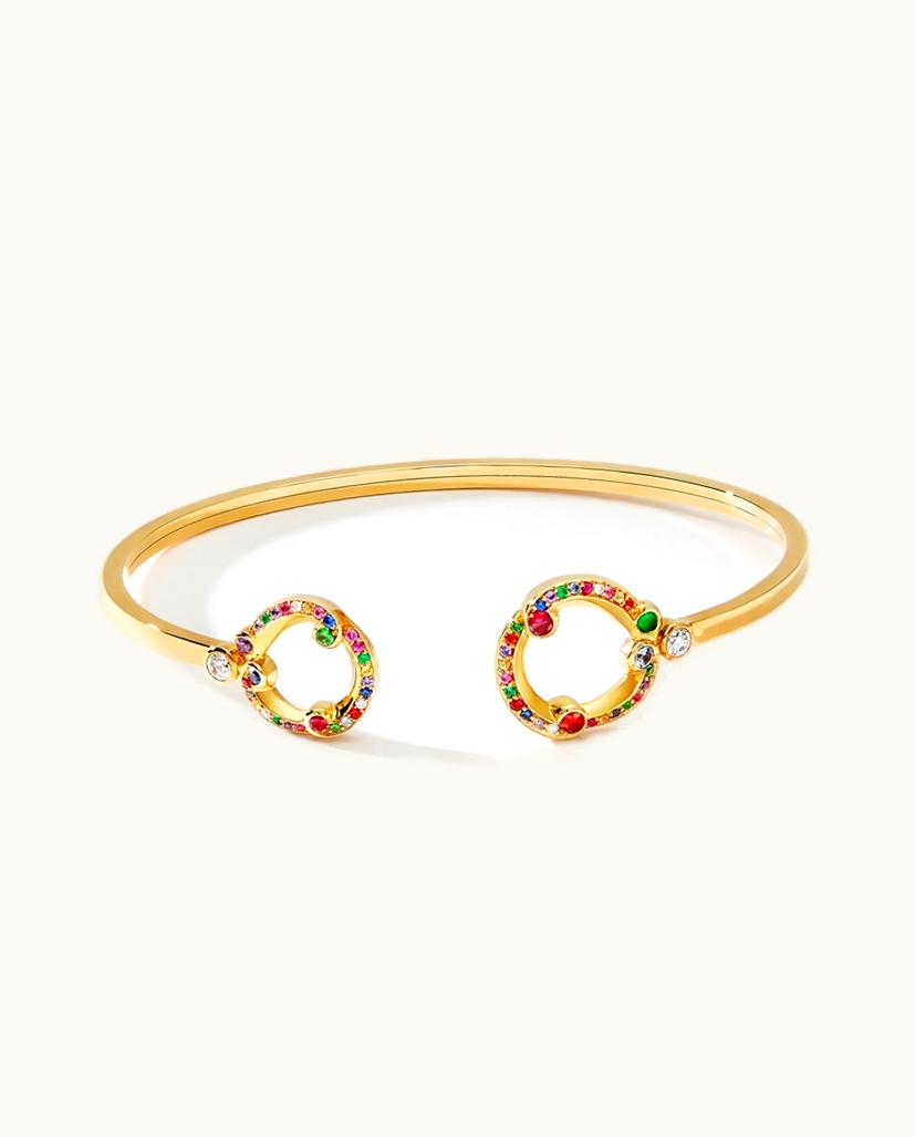 Faberge Faberge Fabergé Rococo Yellow Gold & Multicoloured Gemstone Open Set Bracelet