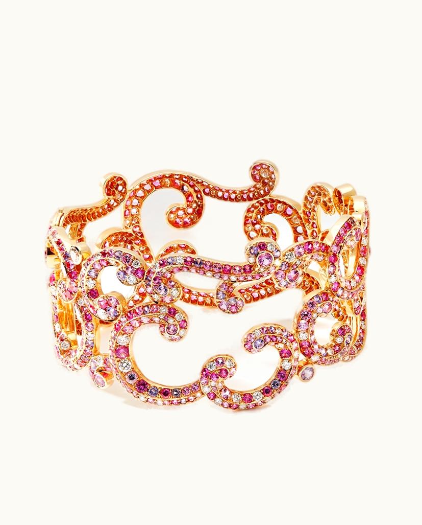 Faberge Faberge Fabergé Rococo Rose Gold Diamond & Pink & Purple Sapphire Bracelet