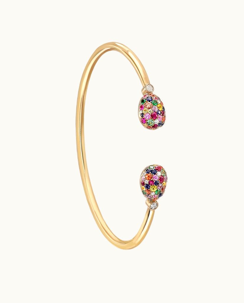 Faberge Faberge Emotion Yellow Gold Multicoloured Gemstone Open Bracelet