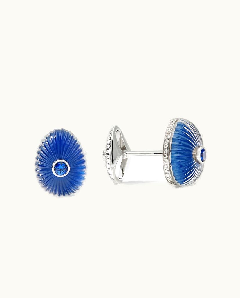 Faberge Faberge Heritage White Gold Crystal & Blue Sapphire Egg Cufflinks
