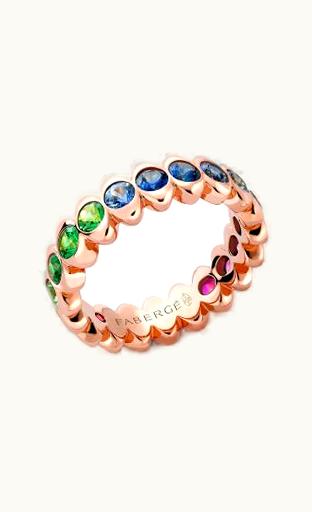 Faberge Faberge Colours Of Love Cosmic Curve Rose Gold Rainbow Multicoloured Gemstone Eternity Ring