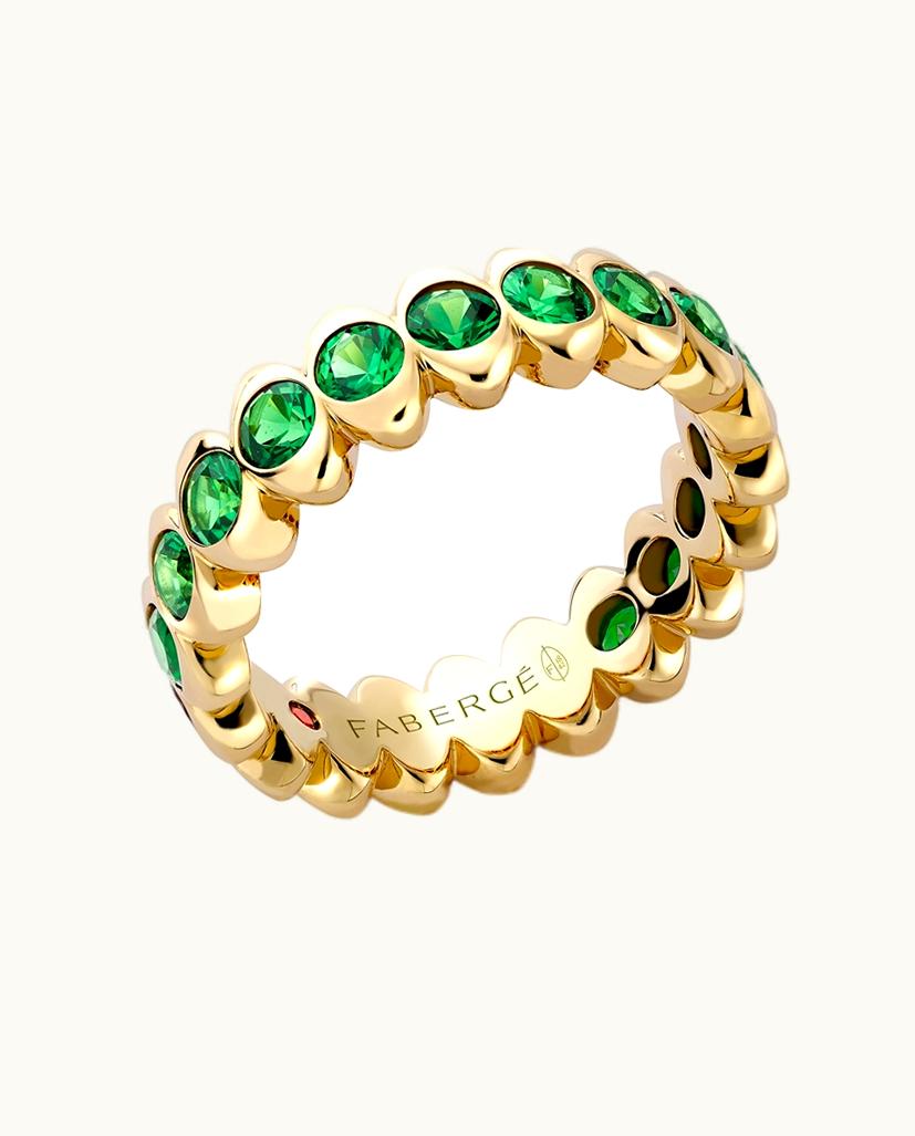 Faberge Faberge Colours Of Love Cosmic Curve Yellow Gold Tsavorite Eternity Ring