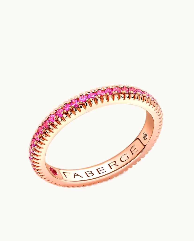 Faberge Faberge Colours Of Love Rose Gold & Pink Sapphire Fluted Eternity Ring