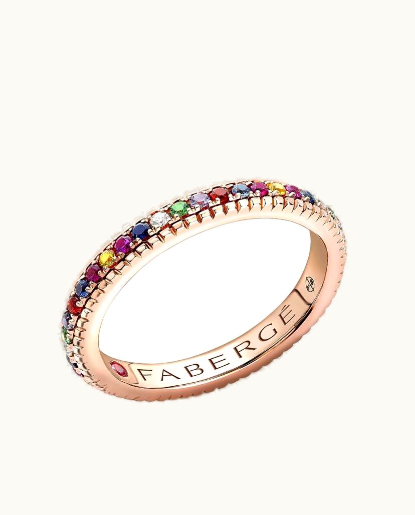 Faberge Faberge Colours Of Love Rose Gold Multicoloured Gemstone Fluted Eternity Ring