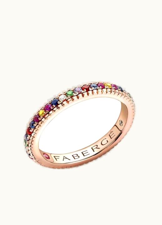 Faberge Faberge Colours Of Love Yellow Gold Multicoloured Gemstone Fluted Eternity Ring