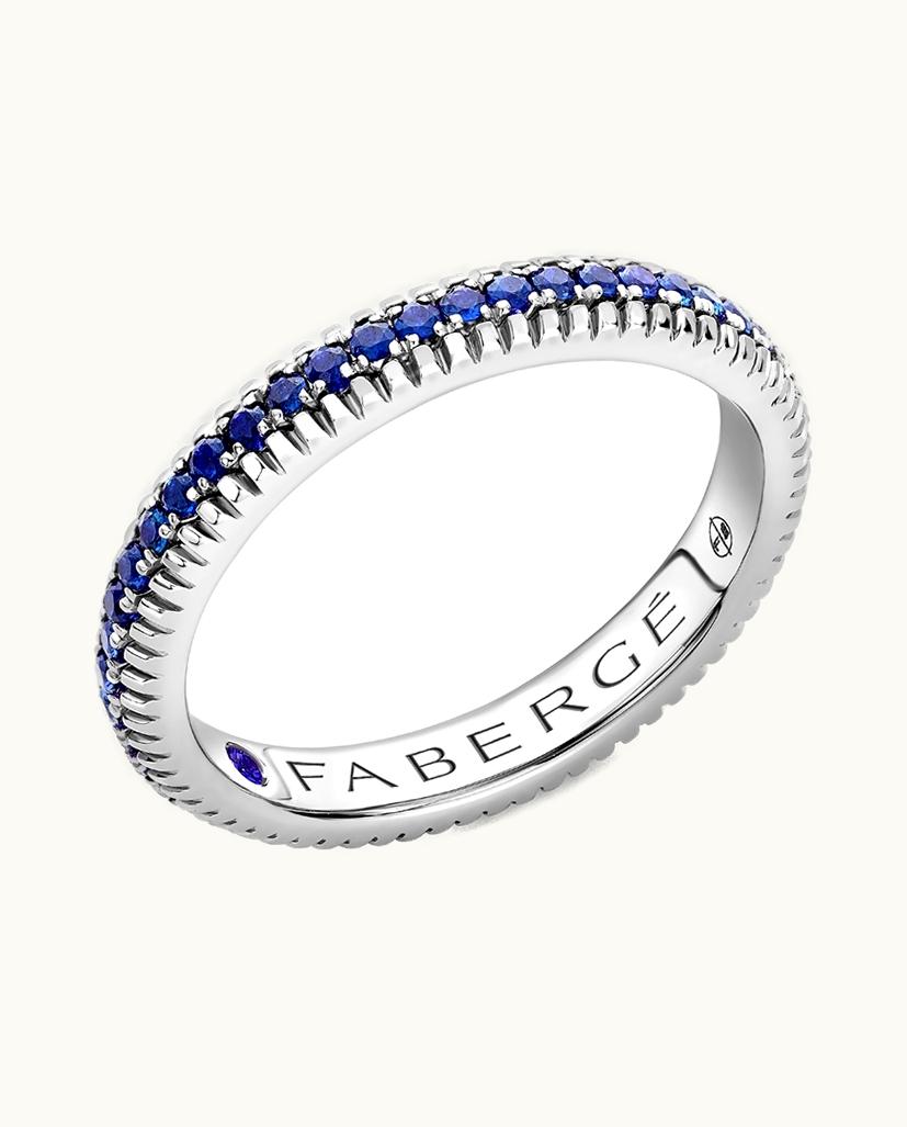 Faberge Faberge Colours Of Love White Gold Blue Sapphire Fluted Eternity Ring