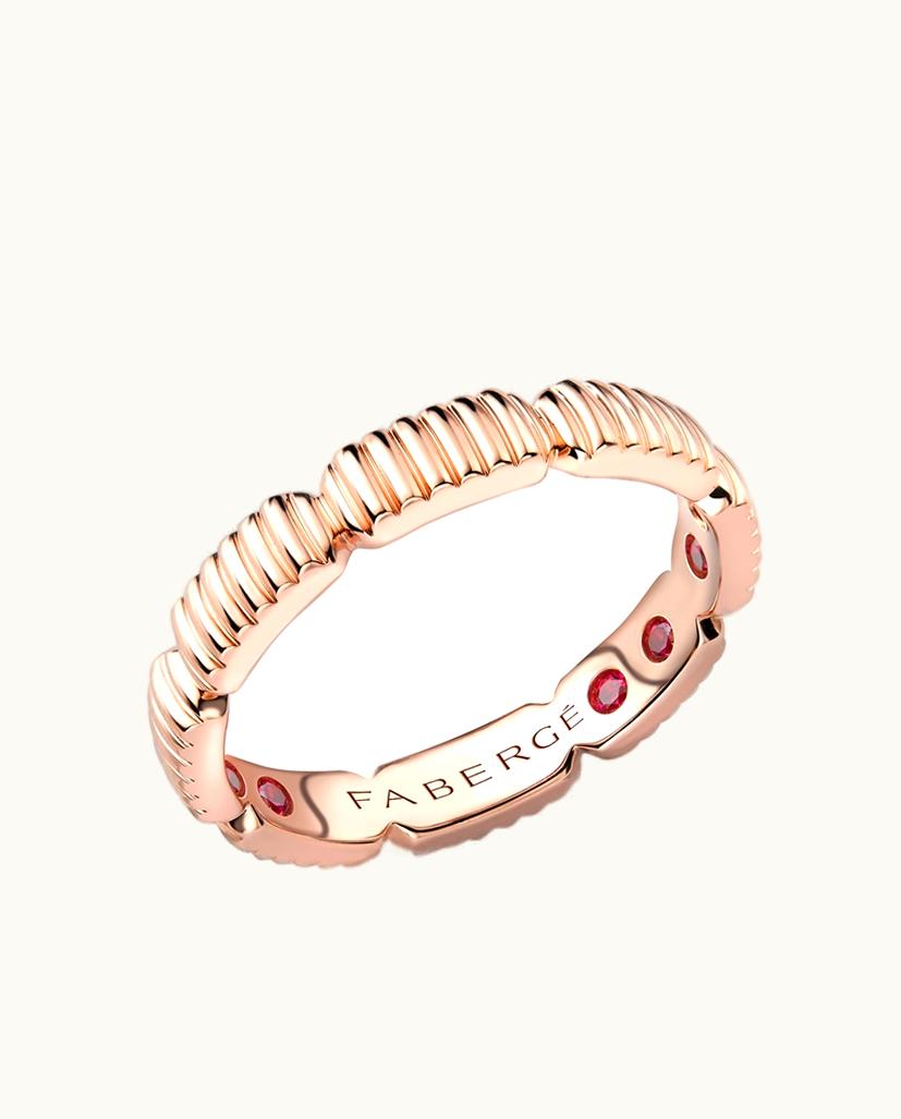 Faberge Faberge Colours Of Love Rose Gold Fluted Gemsation Ring With Hidden Rubies