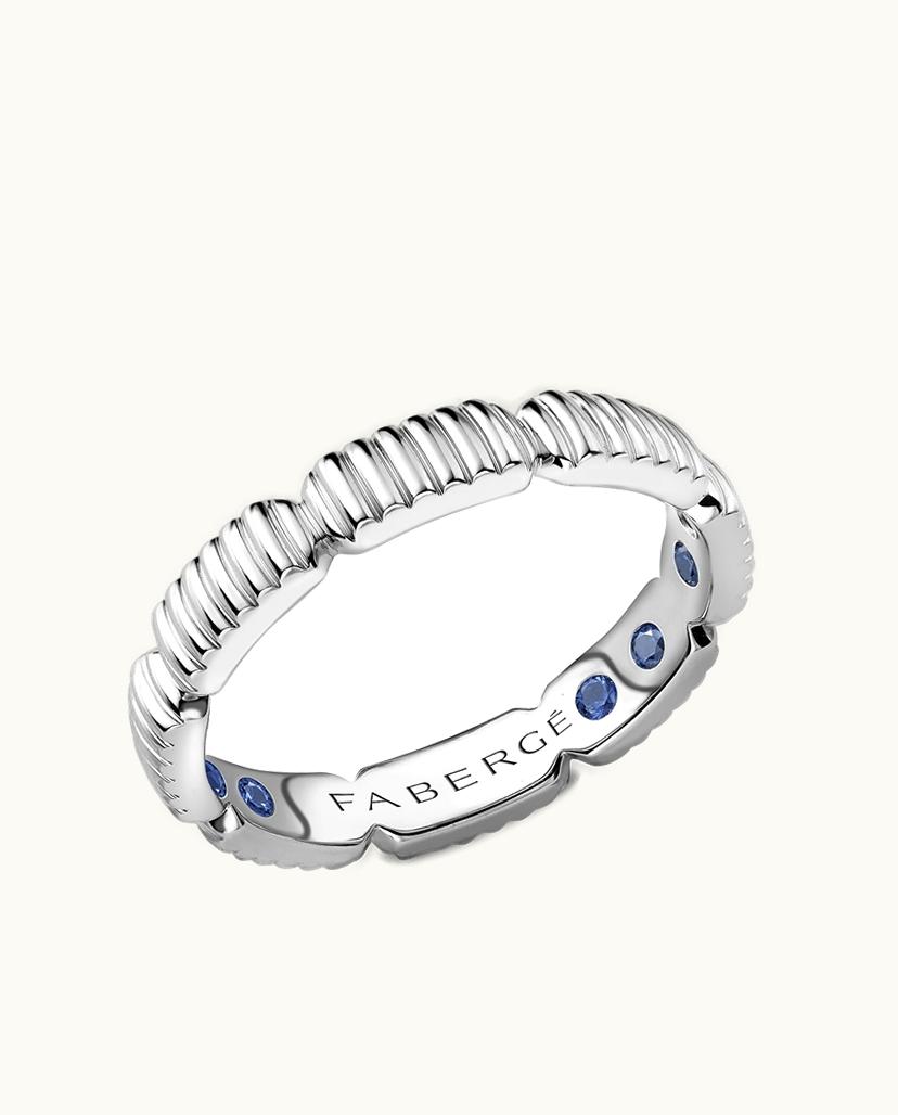 Faberge Faberge Colours Of Love White Gold Fluted Gemsation Ring With Hidden Sapphires