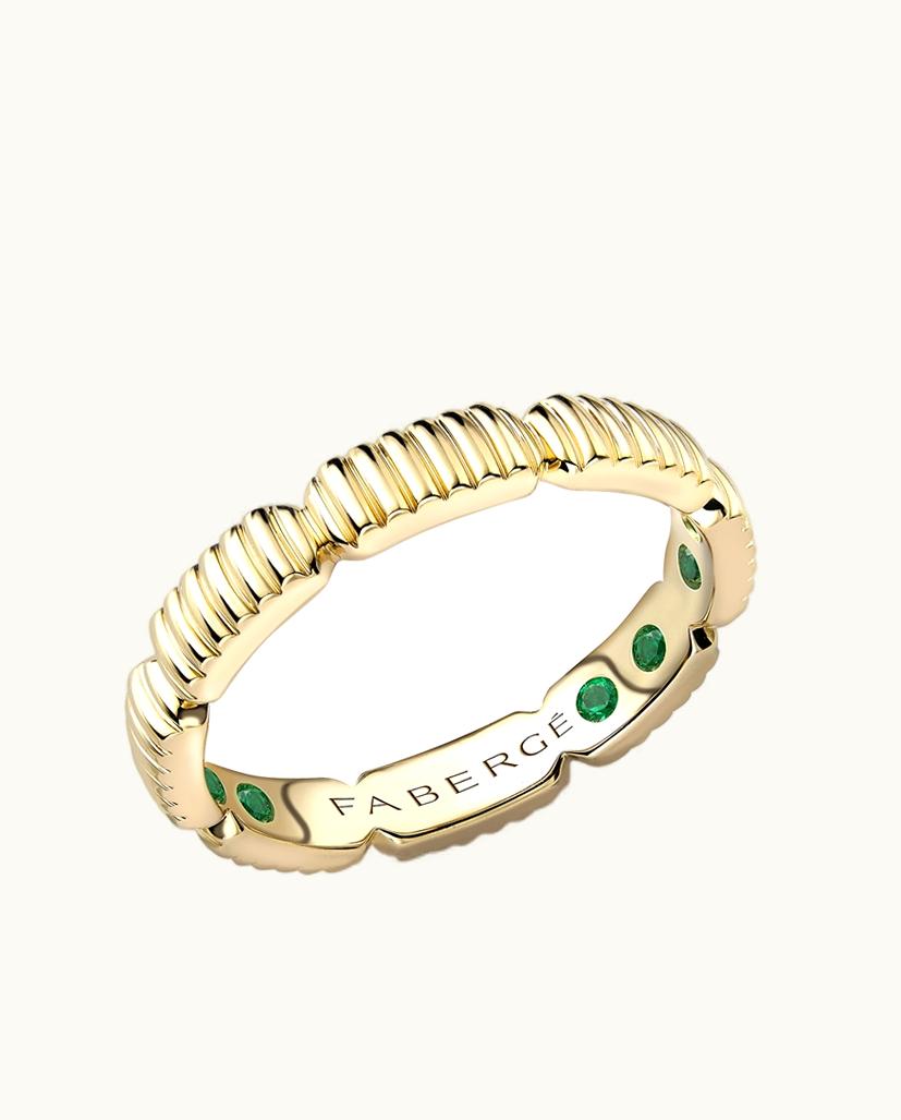 Faberge Faberge Colours Of Love Yellow Gold Fluted Gemsation Ring With Hidden Emeralds