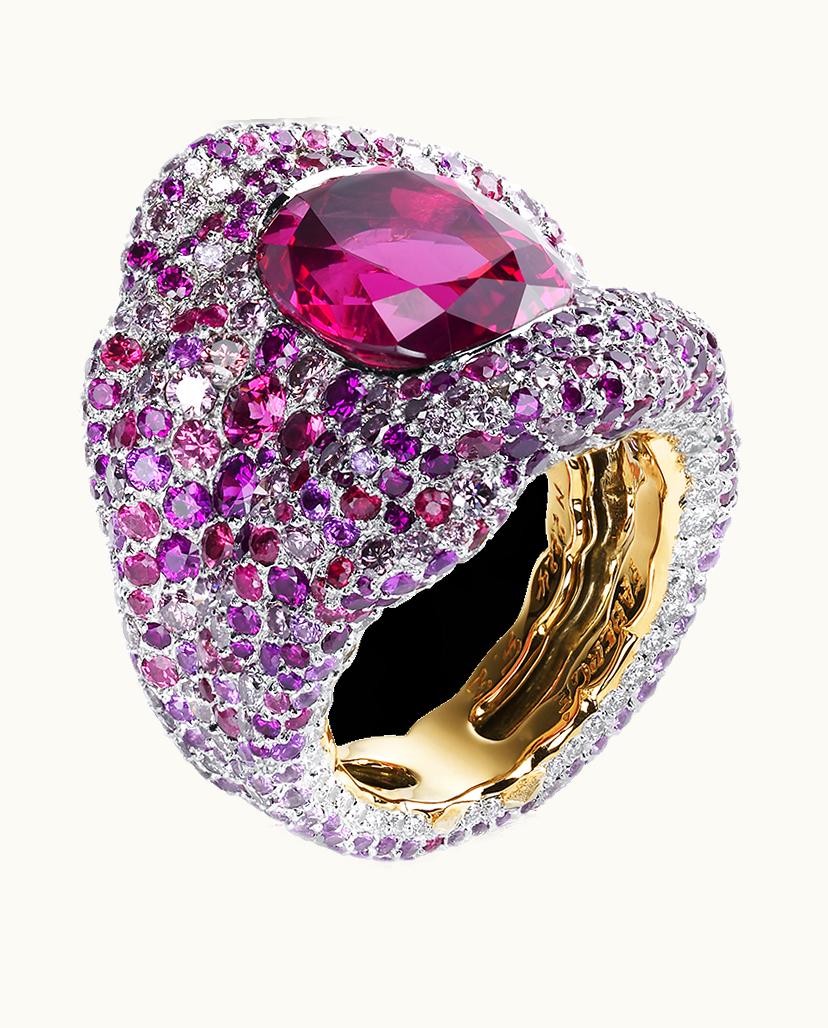 Faberge Faberge Frédéric Zaavy Vagabonde Gold Red Spinel, Diamond & Multicoloured Gemstone Ring