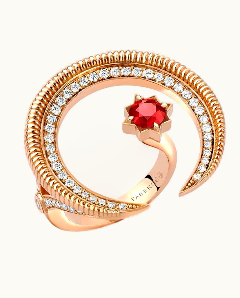Faberge Faberge Colours Of Love Hilal Crescent Rose Gold Ruby & Diamond Ring