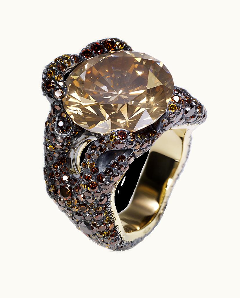 Faberge Faberge Frédéric Zaavy Tree Root Yellow Gold & Diamond Ring