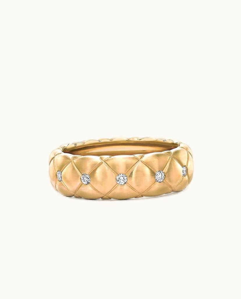 Faberge Faberge Treillage Brushed Yellow Gold Diamond Ring