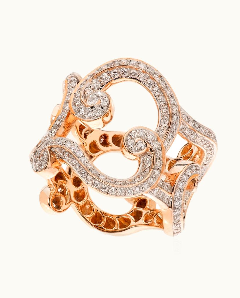 Faberge Faberge Fabergé Rococo Rose Gold & Diamond Grande Ring