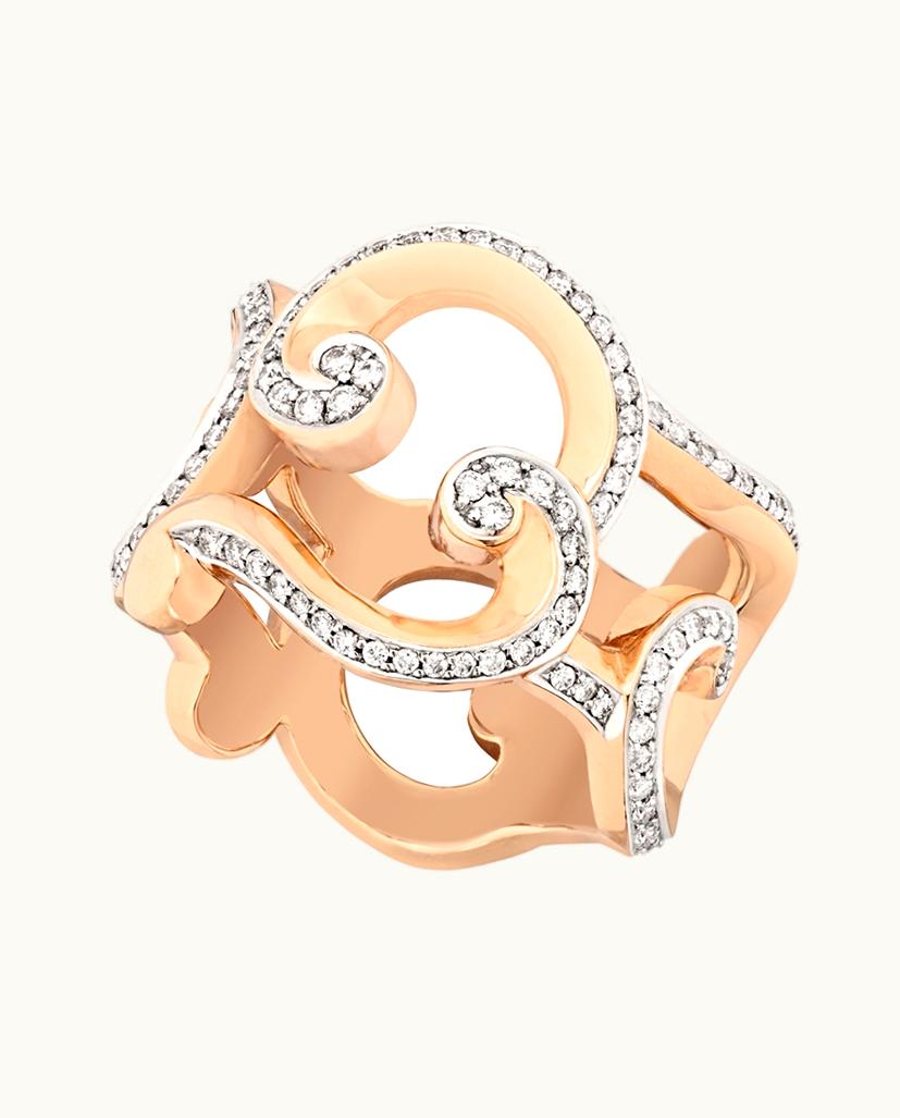 Faberge Faberge Fabergé Rococo Rose Gold & Diamond Grande Frame Ring