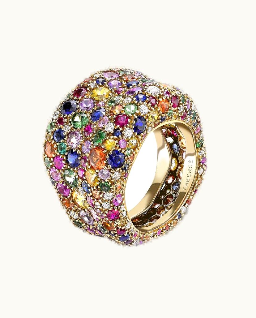 Faberge Faberge Emotion Yellow Gold Multicoloured Gemstone Grande Ring