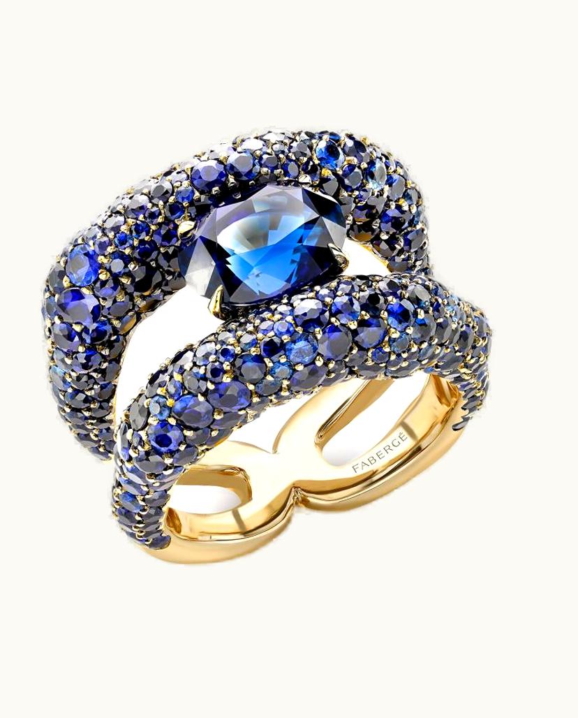 Faberge Faberge Emotion Charmeuse Yellow Gold Blue Sapphire Ring