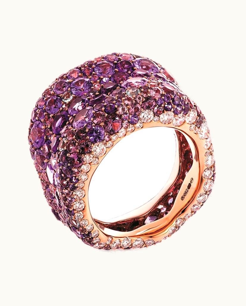 Faberge Faberge Emotion Rose Gold Diamond & Purple Gemstone Grande Ring