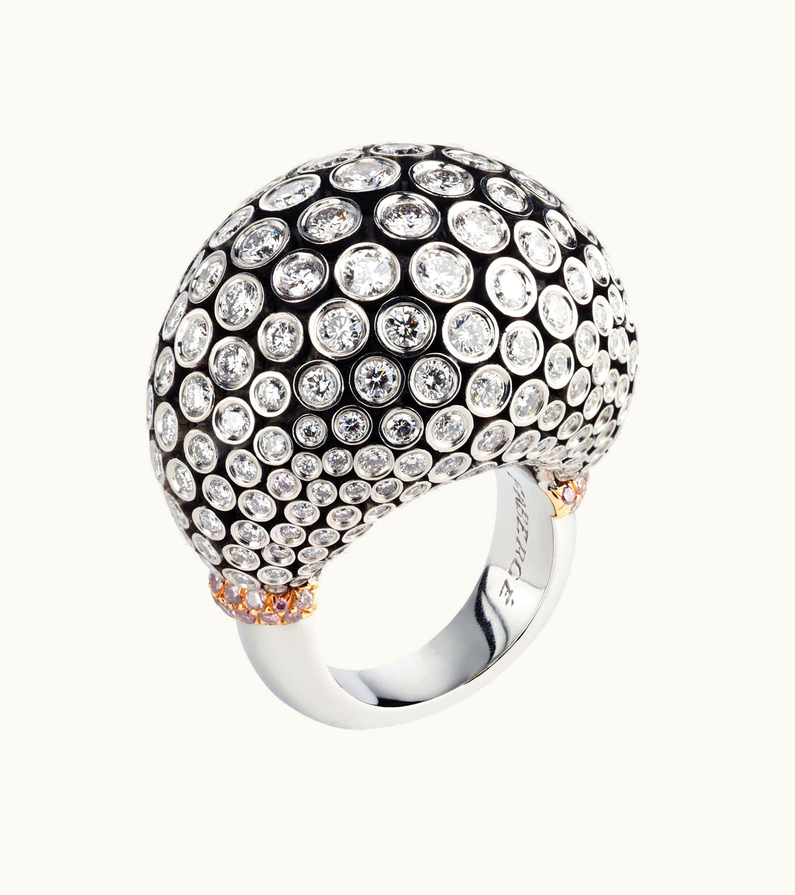 Faberge Faberge Frédéric Zaavy Kalinka Platinum & Gold Diamond Cluster Statement Ring