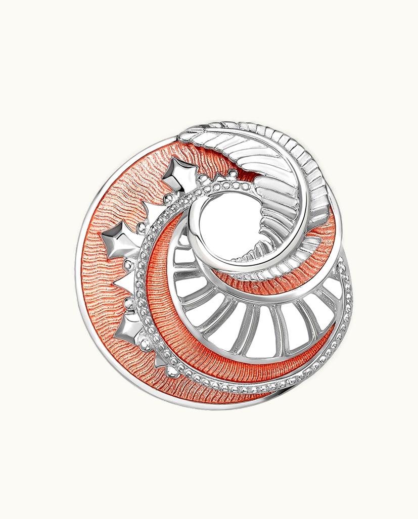 Faberge Faberge Heritage MystéRe Sterling Silver Pink Guilloché Lacquer Pendant Brooch