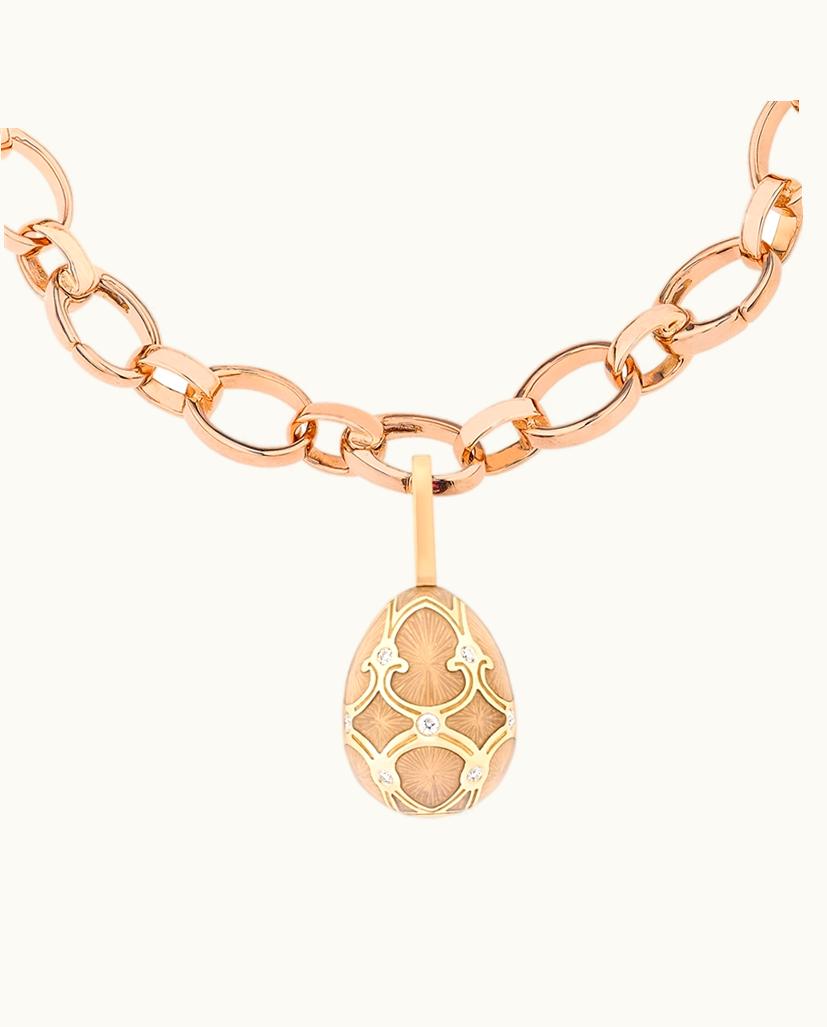 Faberge Faberge Heritage Yellow Gold Diamond & White Guilloché Enamel Egg Charm