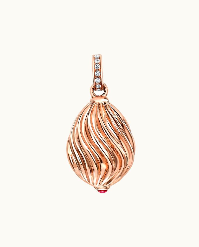 Faberge Faberge Heritage Rose Gold Diamond & Pink Sapphire Sunburst Egg Charm