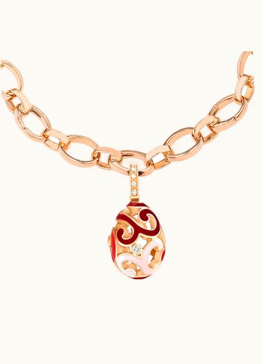 Faberge Faberge Fabergé Rococo Rose Gold, Diamond & Red Enamel Egg Charm