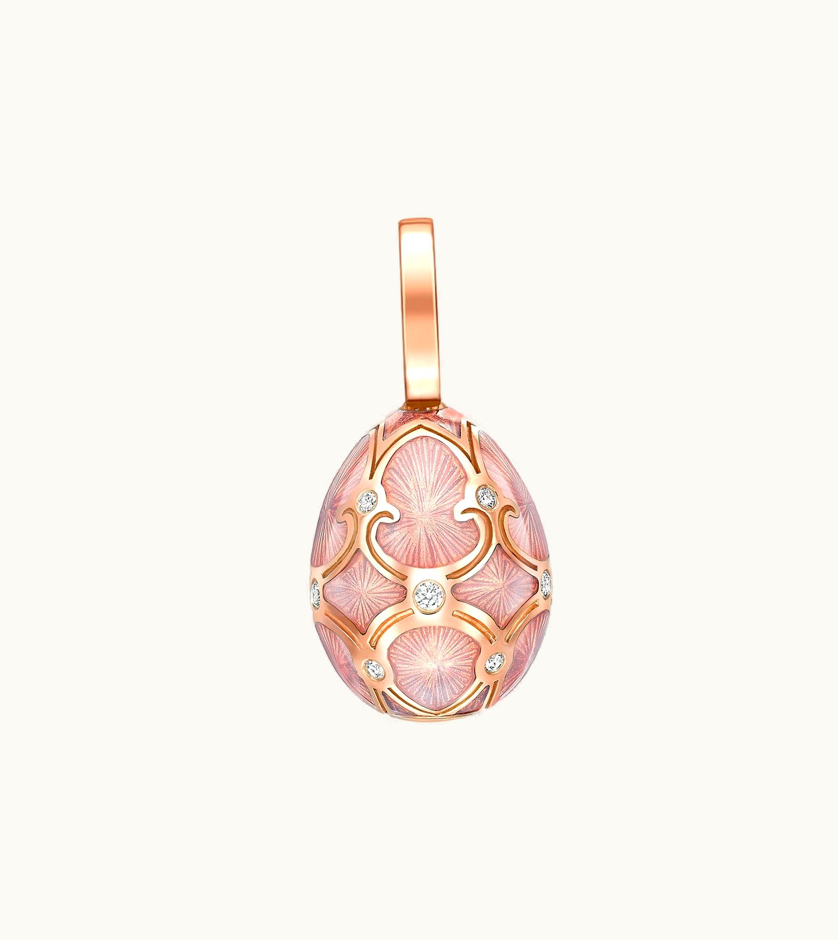 Faberge Faberge Heritage Rose Gold Diamond & Pink Guilloché Enamel Egg Charm