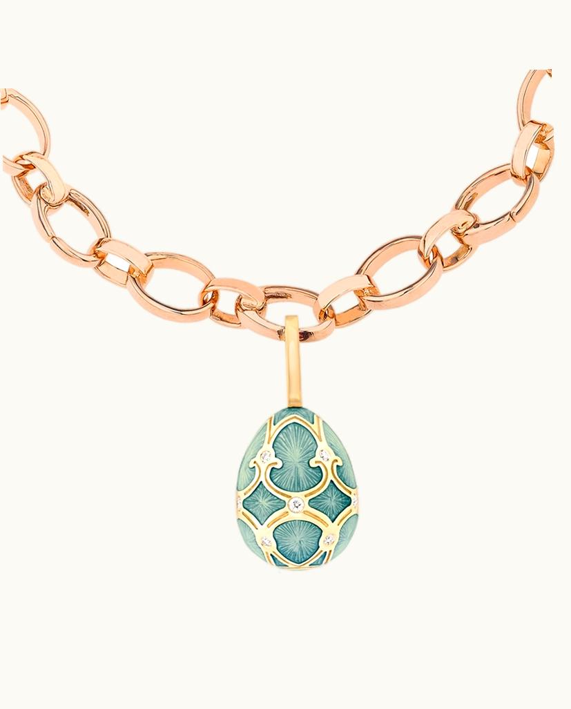 Faberge Faberge Heritage Yellow Gold Diamond & Turquoise Guilloché Enamel Egg Charm