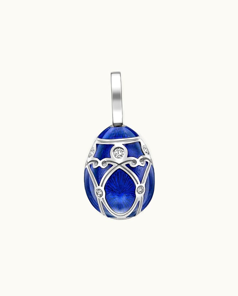 Faberge Faberge Heritage Palais White Gold Diamond & Royal Blue Guilloché Enamel Egg Charm