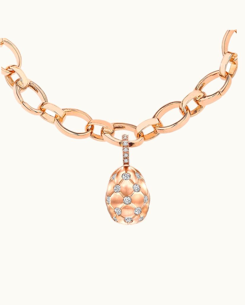 Faberge Faberge Treillage Brushed Rose Gold Diamond Egg Charm
