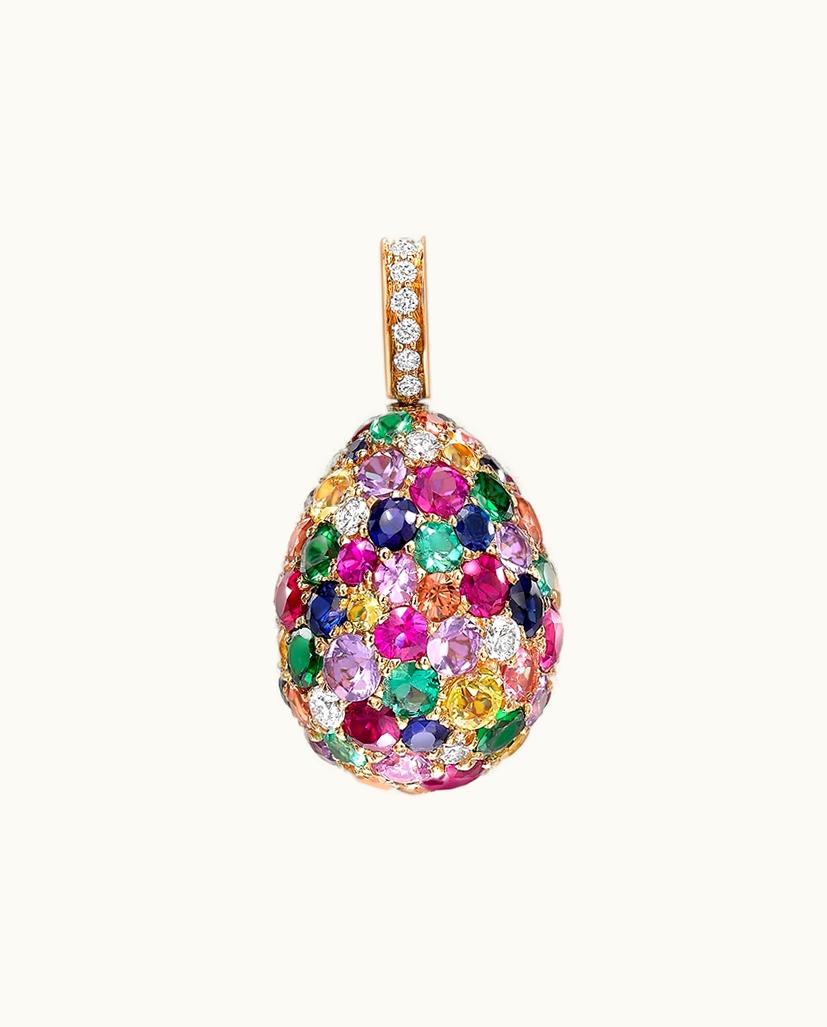 Faberge Faberge Emotion Yellow Gold Multicoloured Gemstone Egg Charm