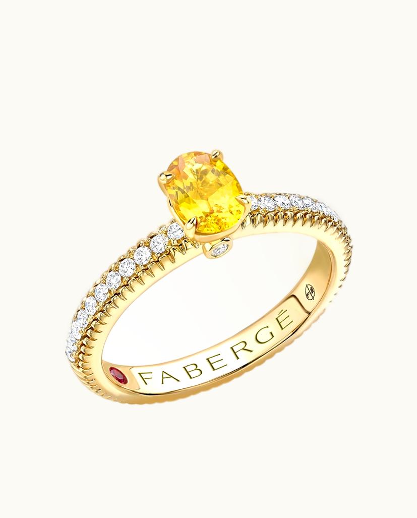 Faberge Faberge Colours Of Love Yellow Gold Yellow Sapphire Fluted Ring With Diamond Shoulders