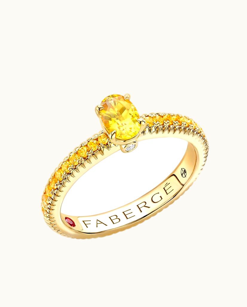 Faberge Faberge Colours Of Love Yellow Gold Yellow Sapphire Fluted Ring With Yellow Sapphire Shoulders UZ0178805