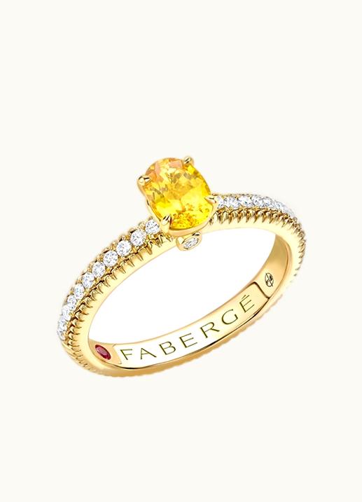 Faberge Faberge Colours Of Love Yellow Gold Oval Yellow Sapphire Fluted Ring With Multicoloured Gemstone Shoulders