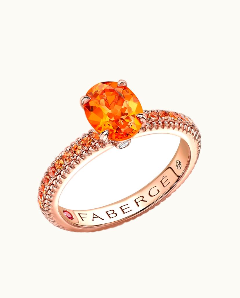 Faberge Faberge Colours Of Love Rose Gold Spessartite Fluted Ring With Orange Sapphire Shoulders
