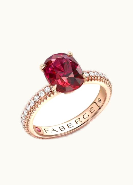 Faberge Faberge Colours Of Love Rose Gold Pink Sapphire Fluted Ring With Diamond Shoulders