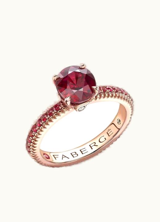 Faberge Faberge Colours Of Love Rose Gold Ruby Fluted Ring With Ruby Shoulders UZ0178819