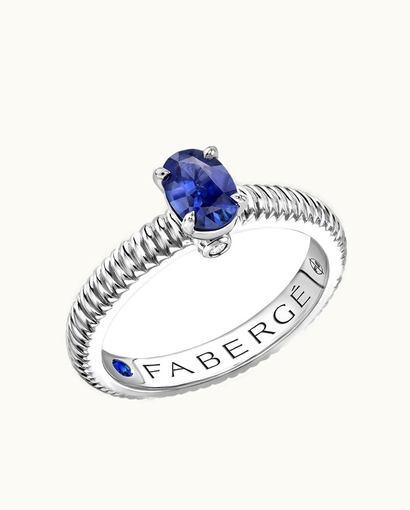 Faberge Faberge Colours Of Love White Gold Blue Sapphire Fluted Ring UZ0178820